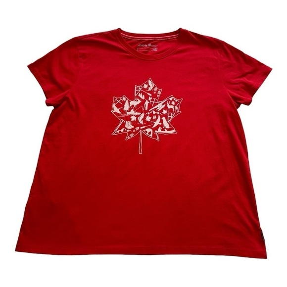 Eddie Bauer Maple Leaf T-Shirt Short Sleeve Crewneck Cotton Blend Tee Size XL - Picture 1 of 8